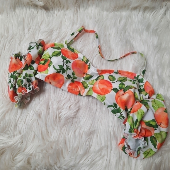 Bcbg Paris Peach Puff Sleeve Bikini Top S - Picture 3 of 7